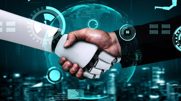 Futuristic Robot Artificial Intelligence Huminoid Industrial Factory Technology Development Machine — Fotografia de Stock