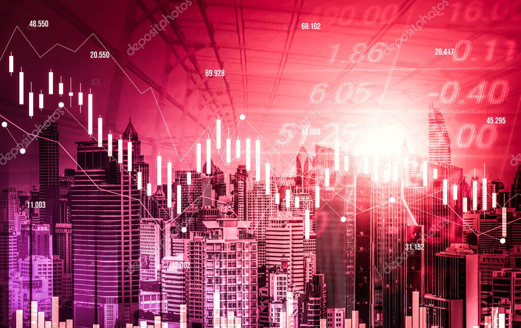 Fotos de Stock Market Crash Declined Economic Graph Falling Digital