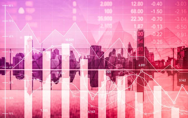 Stock Market Crash Declined Economic Graph Falling Digital Indicators Overlaps — Stock fotografie