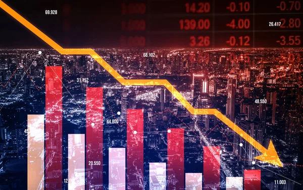 Digital Indicators Declining Graphs Stock Market Crash Overlap Backdrop Modernistic — Stok fotoğraf