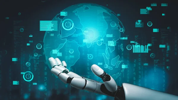 Robot Futurista Inteligencia Artificial Revolucionario Desarrollo Tecnología Concepto Aprendizaje Automático — Foto de Stock