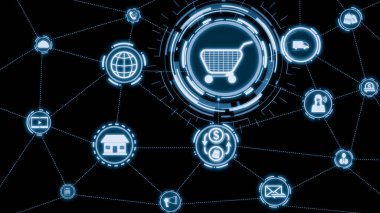 Omni channel technology of online retail business approach. Multichannel marketing on social media network offer service of internet payment channel, online retail shopping and omni digital app