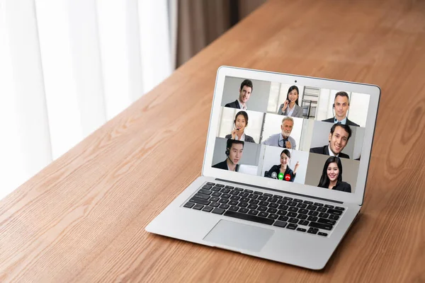 Zakenmensen Video Conferentie Voor Modieuze Virtuele Groep Vergadering Van Corprate — Stockfoto