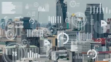 İş verileri analitik arayüzü akıllı şehrin üzerinde uçuyor ve iş zekasının geleceğini değiştiriyor. Stratejik plan için büyük verileri analiz etmek için bilgisayar yazılımı ve yapay zeka kullanılır .