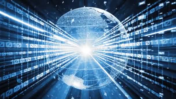 Futurystyczna Globalna Sieć Milcząca Cyfrowa Transmisja Danych Grafika Koncepcja Inteligentnej — Wideo stockowe