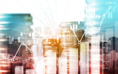 Finans ve para teknolojisi iş refahı ve varlık yönetimi kavramı. Yaratıcı grafik, refah karı elde etmek için değerli varlıklara yatırım yaparak ekonomi ve mali büyümeyi gösteriyor .