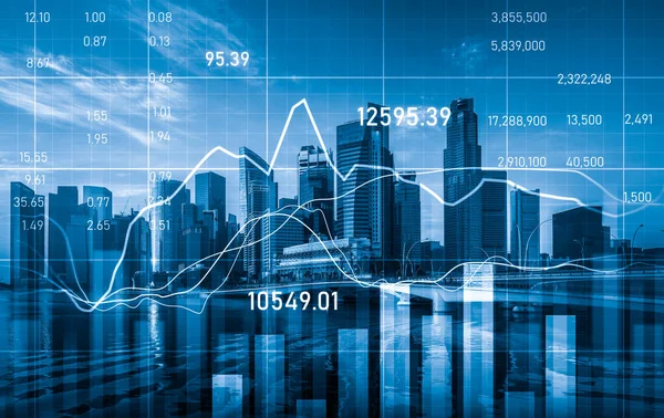 Background Financial Business Concept Digital Screen Financial Graphs Overlap Picture — Stockfoto