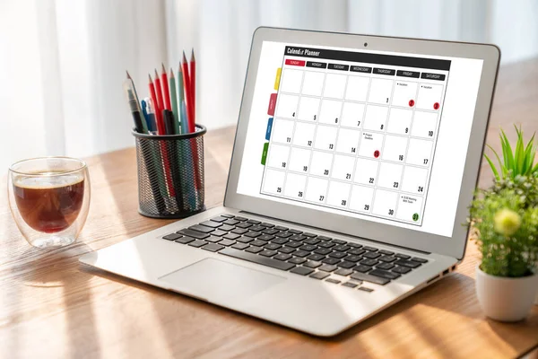 Calendar on computer software application for modish schedule planning for personal organizer and online business