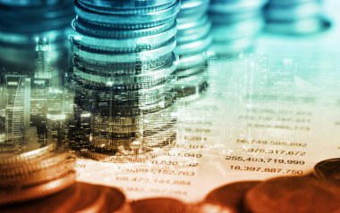 Finans ve para teknolojisi iş refahı ve varlık yönetimi kavramı. Yaratıcı grafik, refah karı elde etmek için değerli varlıklara yatırım yaparak ekonomi ve mali büyümeyi gösteriyor .