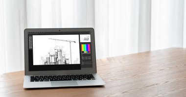 Mimari iş ve profesyonel tasarımcı için mimari tasarım modem yazılım uygulaması