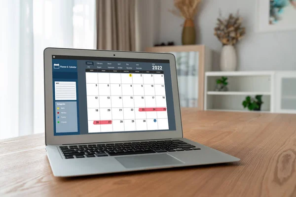 Calendar on computer software application for modish schedule planning for personal organizer and online business