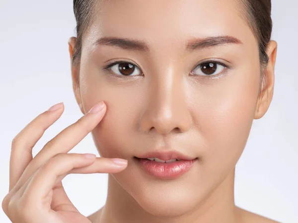 Close Portrait Gorgeous Young Girl Posing Beauty Gesture Healthy Clear — ストック写真