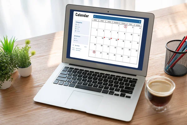 Calendar on computer software application for modish schedule planning for personal organizer and online business
