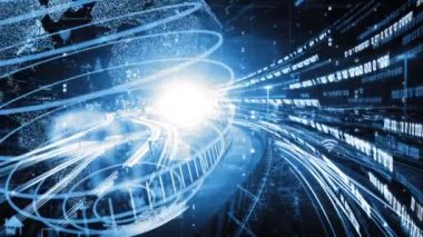 Fütürist küresel sosyal medya, insanlar iletişim ağı ve dijital veri paylaşımı kuruyor. Yeni bilgi çağındaki küresel eğilimleri değiştiren akıllı dijital dönüşüm ve teknoloji bozulması kavramı .