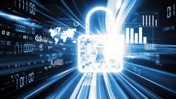 Kiberbiztonság Online Adatvédelem Hallgatólagos Biztonságos Titkosító Szoftverrel Intelligens Digitális Átalakulás — Stock videók