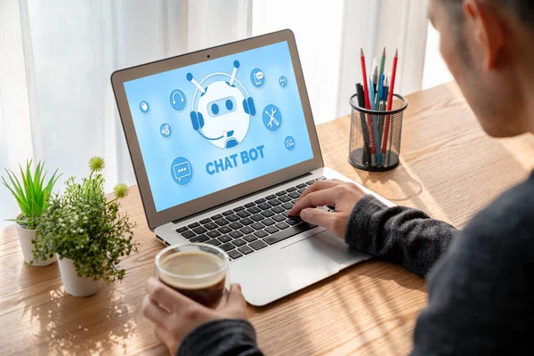 Aplikacja Oprogramowania Chatbot Dla Modish Biznesu Online Które Automatycznie Odpowiadają — Zdjęcie stockowe