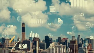 İş verileri analitik arayüzü akıllı şehrin üzerinde uçuyor ve iş zekasının geleceğini değiştiriyor. Stratejik plan için büyük verileri analiz etmek için bilgisayar yazılımı ve yapay zeka kullanılır .