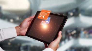 Omni channel technology of online retail business approach. Multichannel marketing on social media network offer service of internet payment channel, online retail shopping and omni digital app