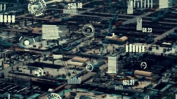 Концепція Технології Будівництва Зміною Графіки Над Будівельним Майданчиком Показує Концепцію — стокове відео