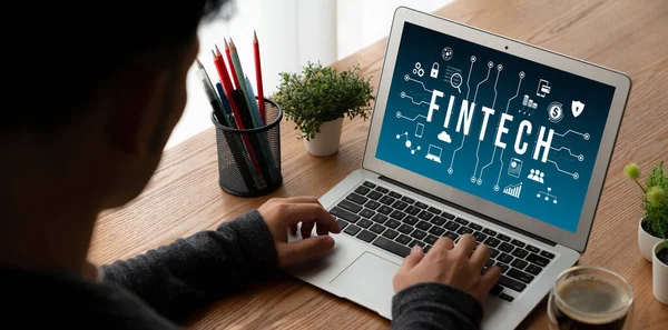 Fintech Finansiell Teknik Programvara För Modish Företag För Att Analysera — Stockfoto