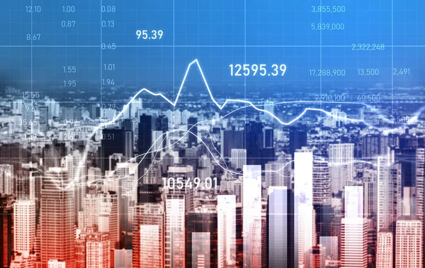 Background Financial Business Concept Digital Screen Financial Graphs Overlap Picture — ストック写真