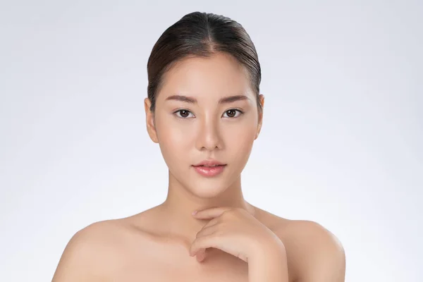 Portrait Gorgeous Young Girl Posing Beauty Gesture Healthy Clear Skin — 图库照片