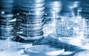 Finans ve para teknolojisi iş refahı ve varlık yönetimi kavramı. Yaratıcı grafik, refah karı elde etmek için değerli varlıklara yatırım yaparak ekonomi ve mali büyümeyi gösteriyor .