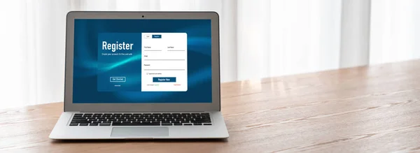 Online Registration Form Modish Form Filling Internet Website — Stock Photo, Image