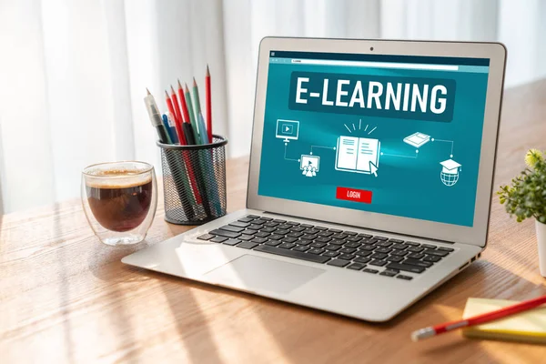 Sito Web Learning Con Software Modulare Gli Studenti Studiare Online — Foto Stock