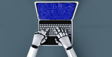 Bilgisayar ekranında bilim ve eğitim kavramını gösteren matematiksel denklemler ve modem formülü