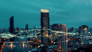 İş verileri analitik arayüzü akıllı şehrin üzerinde uçuyor ve iş zekasının geleceğini değiştiriyor. Stratejik plan için büyük verileri analiz etmek için bilgisayar yazılımı ve yapay zeka kullanılır .