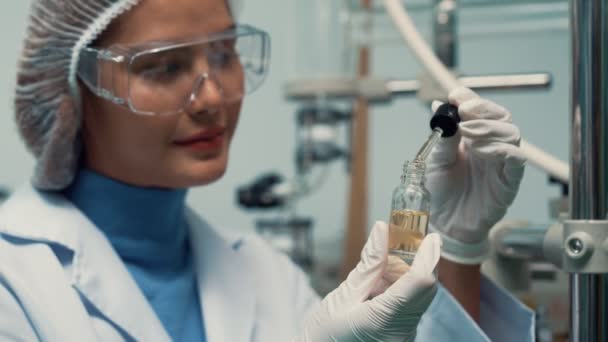 Scientist Test Cbd Hemp Oil Product Curative Cbd Lab Hemp — Stock Video