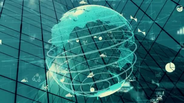 Глобальний Язок Зміна Інтернет Мережі Розумному Місті Концепція Майбутнього Бездротового — стокове відео