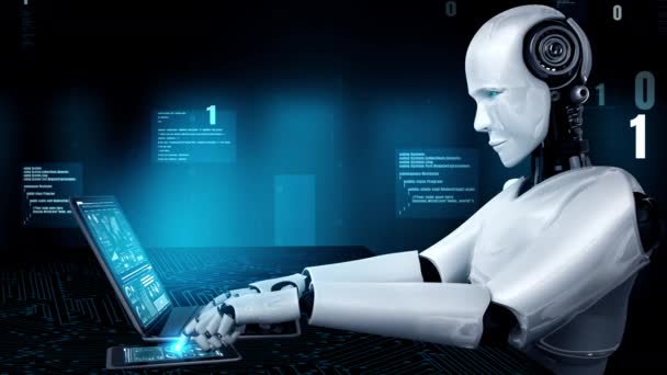 Futuristic Robot Artificial Intelligence Huminoid Programming Coding Technology Development Machine — Stok video