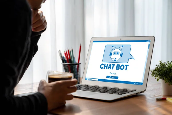 Aplikacja Oprogramowania Chatbot Dla Modish Biznesu Online Które Automatycznie Odpowiadają — Zdjęcie stockowe