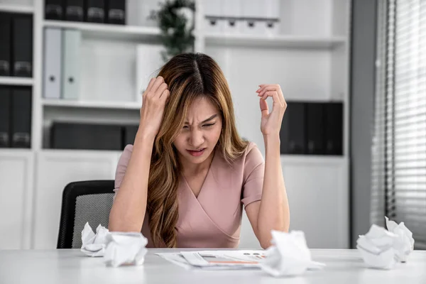 Competent Female Employee Who Has Become Completely Exhausted Result Overburdened — Fotografia de Stock