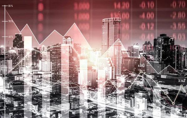 Economic Crisis Concept Shown Digital Indicators Graphs Falling Modernistic Urban — ストック写真