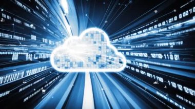 Akıllı paylaşım yazılımıyla bulut bilgisayarı ve çevrimiçi veri depolama. Yeni bilgi çağındaki küresel eğilimleri değiştiren akıllı dijital dönüşüm ve teknoloji bozulması kavramı .