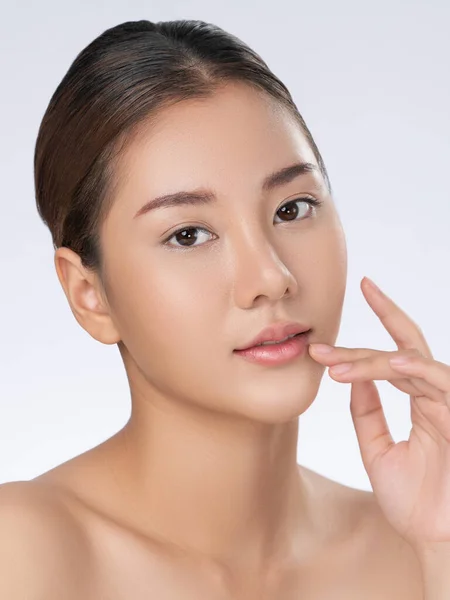 Portrait Gorgeous Young Girl Posing Beauty Gesture Healthy Clear Skin — Stock Photo, Image