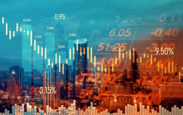 Economic Crisis Concept Shown Declining Graphs Digital Indicators Overlap Modernistic — Stock Fotó