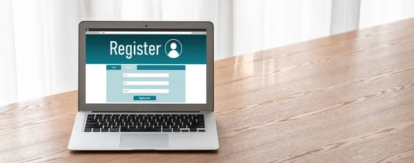 Online Registration Form Modish Form Filling Internet Website — Stock Photo, Image