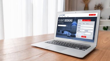 Online uçuş rezervasyon sitesi mod rezervasyon sistemi sağlar. Seyahat teknolojisi kavramı .