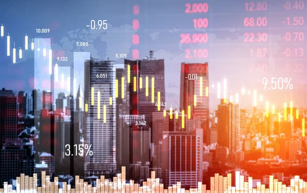 Digital Indicators Declining Graphs Stock Market Crash Overlap Backdrop Modernistic — Stockfoto