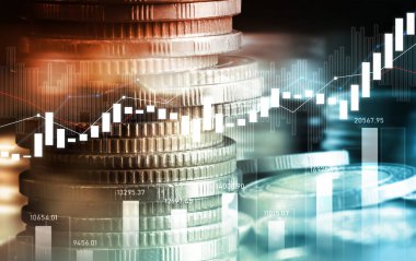 Finans ve para teknolojisi iş refahı ve varlık yönetimi kavramı. Yaratıcı grafik, refah karı elde etmek için değerli varlıklara yatırım yaparak ekonomi ve mali büyümeyi gösteriyor .