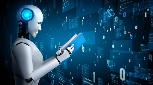 Futuristic Robot Artificial Intelligence Huminoid Programming Coding Technology Development Machine — 스톡 사진