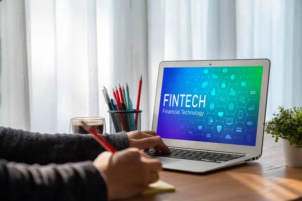 Fintech Οικονομικό Λογισμικό Τεχνολογίας Για Modish Επιχείρηση Για Αναλύσει Στρατηγική — Φωτογραφία Αρχείου