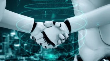 Internet connection controlled by AI robot huminoid and machine learning process to analyze data connectivity and cyber security . 3D rendering .