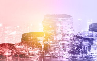 Finans ve para teknolojisi iş refahı ve varlık yönetimi kavramı. Yaratıcı grafik, refah karı elde etmek için değerli varlıklara yatırım yaparak ekonomi ve mali büyümeyi gösteriyor .