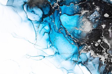 Soyut arkaplan için özgün tablodaki mermer mürekkep soyut sanat. Boyama, ombre alkol mürekkebinin pürüzsüz mermer arkaplan desenini yaratmak için yüksek kaliteli kağıt dokusuna boyanmış. .