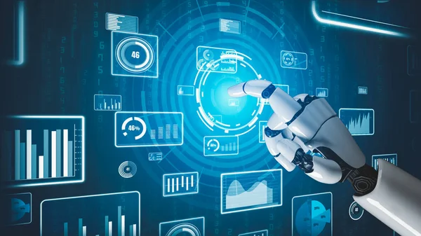 Futuristische Roboter Künstliche Intelligenz Revolutioniert Die Entwicklung Der Technologie Und — Stockfoto